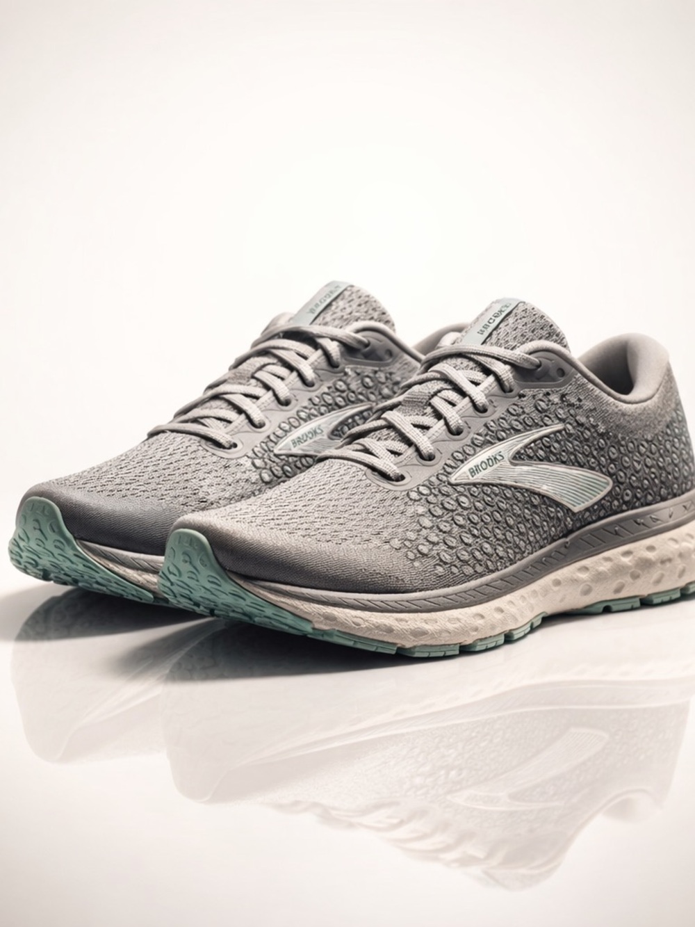 Brooks Women's Gray Running Shoes with Mint Accents